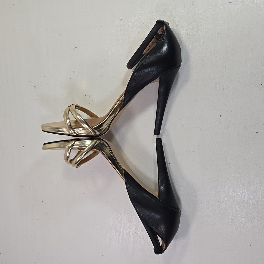 Calvin Klein Black and Gold High Heel Sandals - Picture 6 of 12